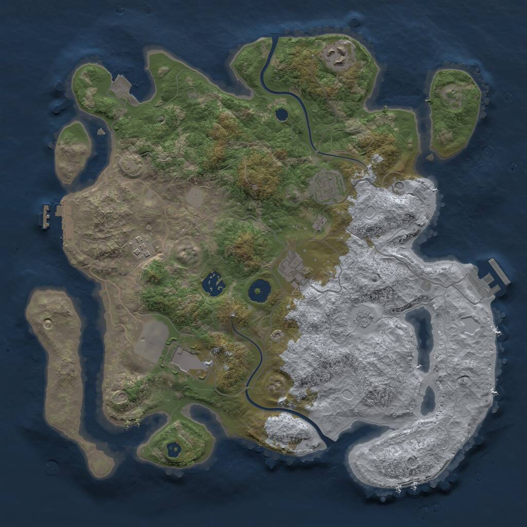 Rust Map: Procedural Map, Size: 3500, Seed: 72802320, 12 Monuments
