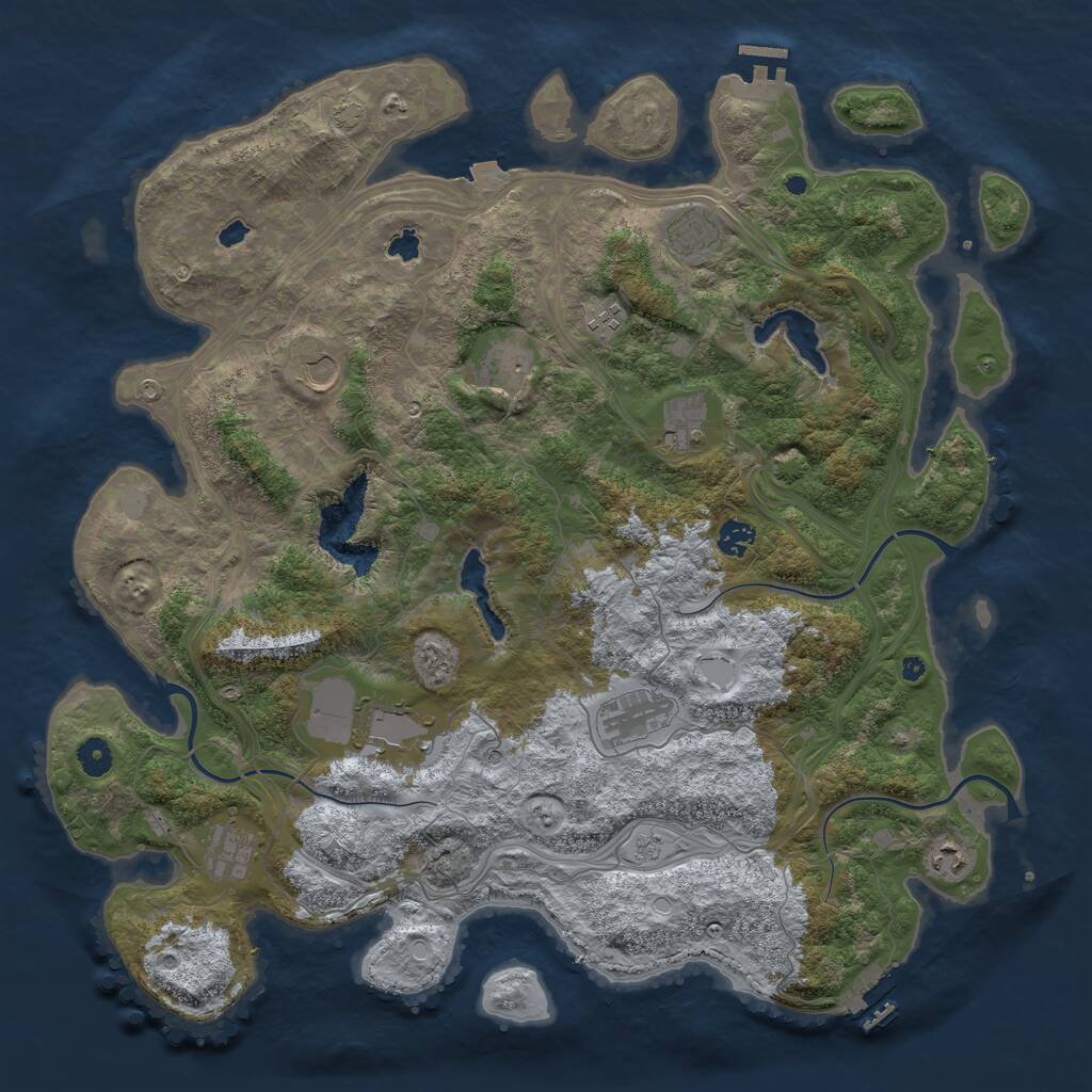 Rust Map: Procedural Map, Size: 4500, Seed: 172658220, 16 Monuments