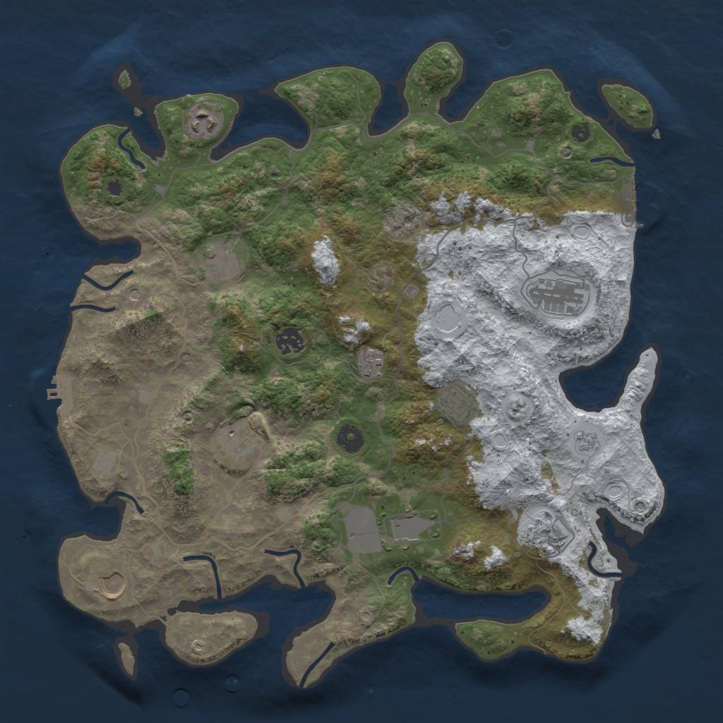 Rust Map: Procedural Map, Size: 4000, Seed: 65435, 19 Monuments