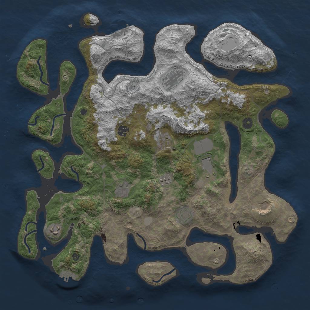 Rust Map: Procedural Map, Size: 4200, Seed: 405724102, 17 Monuments