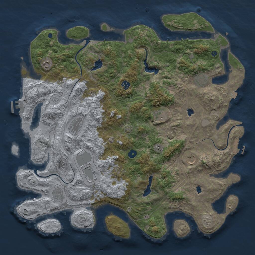 Rust Map: Procedural Map, Size: 4500, Seed: 952506761, 16 Monuments