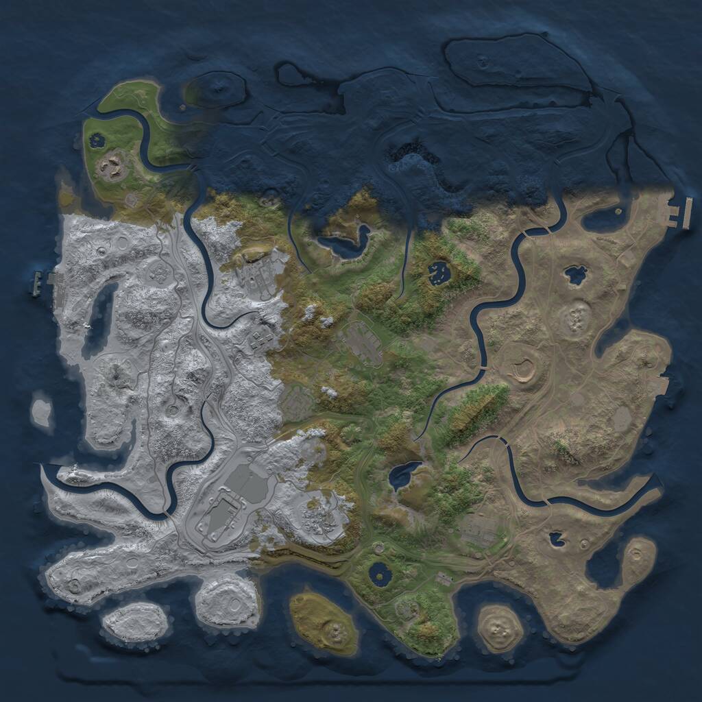 Rust Map: Procedural Map, Size: 4500, Seed: 952506761, 16 Monuments