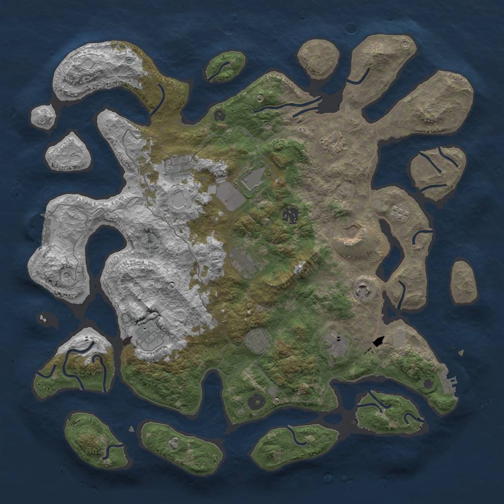 Rust Map: Procedural Map, Size: 4500, Seed: 985, 19 Monuments