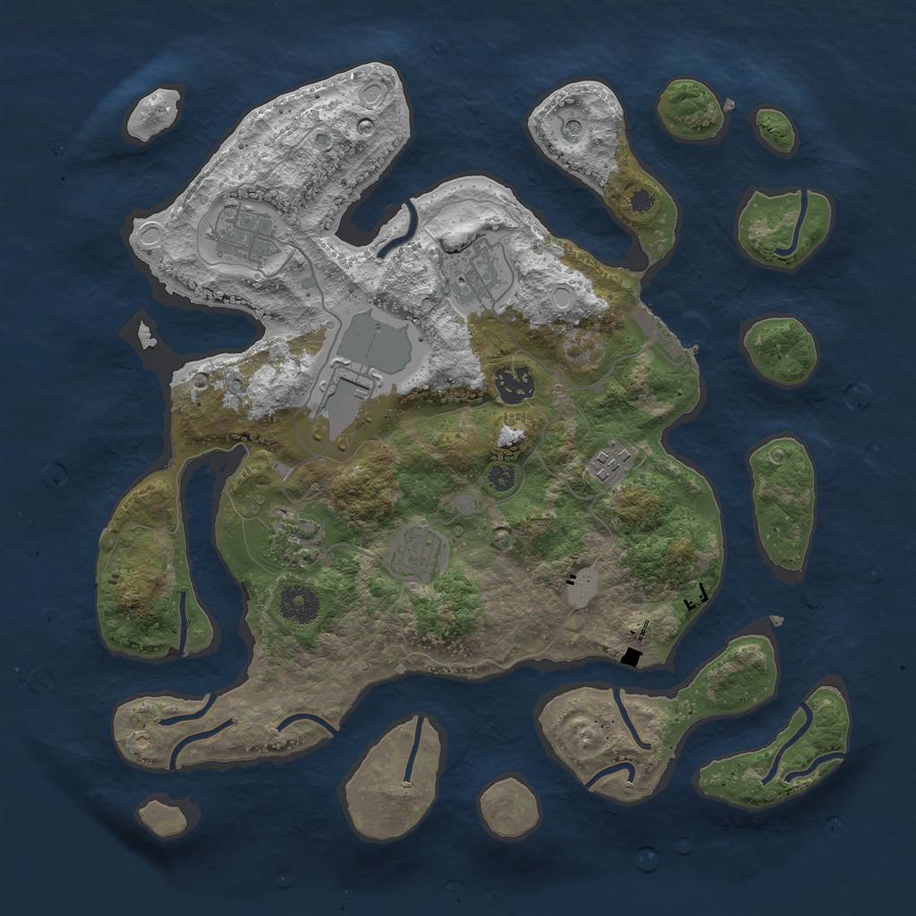 Rust Map: Procedural Map, Size: 3500, Seed: 1989862854, 14 Monuments