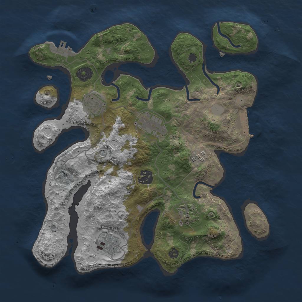 Rust Map: Procedural Map, Size: 3000, Seed: 1130796432, 14 Monuments