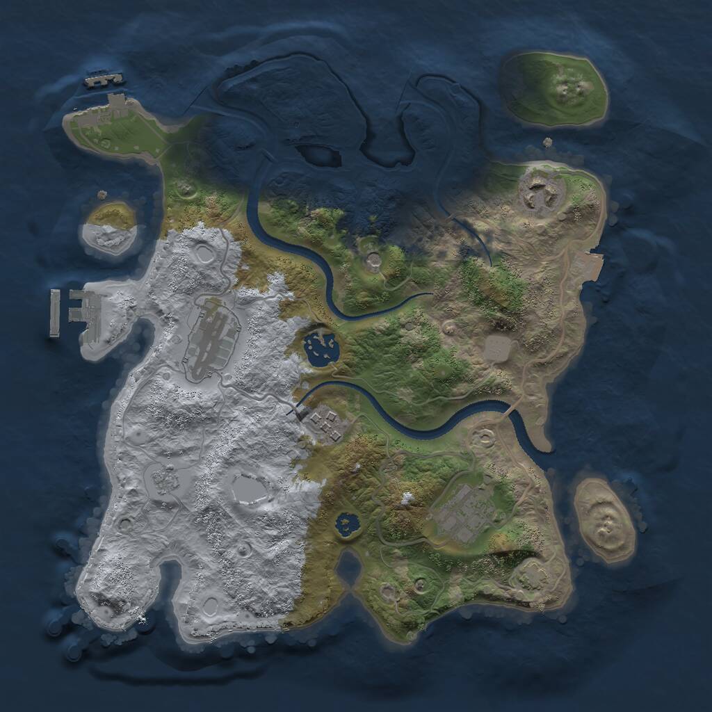Rust Map: Procedural Map, Size: 3000, Seed: 1130796432, 11 Monuments