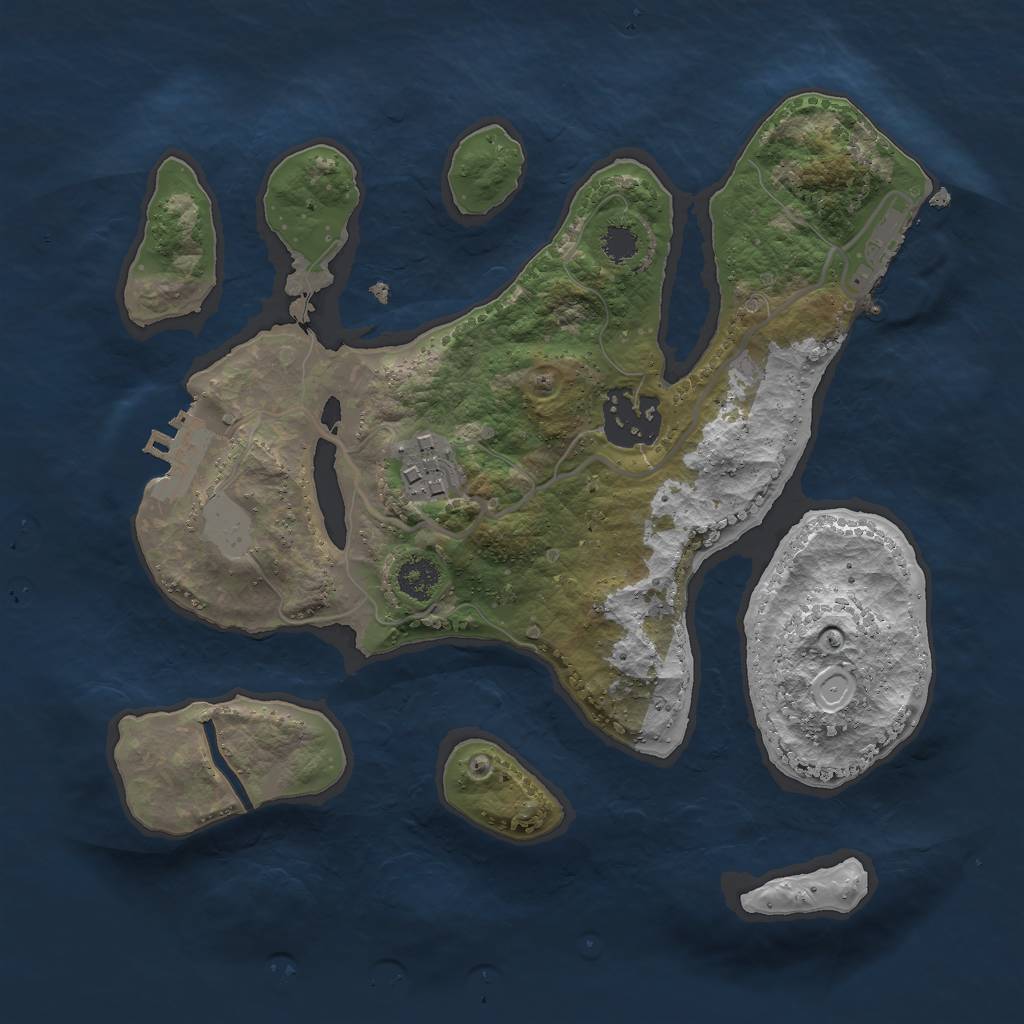 Rust Map: Procedural Map, Size: 2500, Seed: 65465, 9 Monuments
