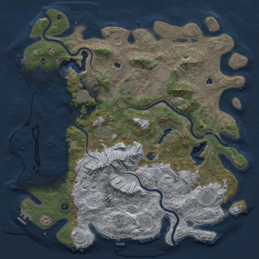 Rust Map: Procedural Map, Size: 5000, Seed: 49697495, 17 Monuments