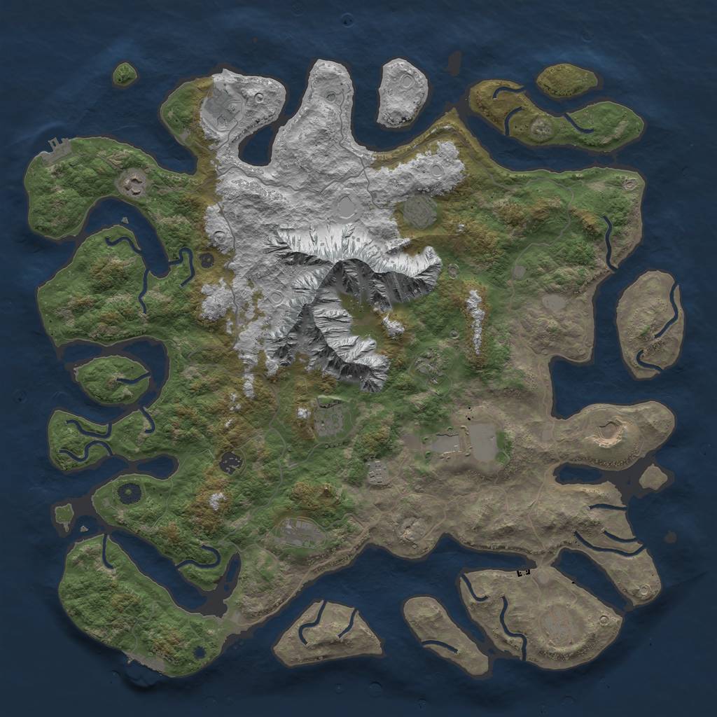 Rust Map: Procedural Map, Size: 5000, Seed: 12345050, 19 Monuments