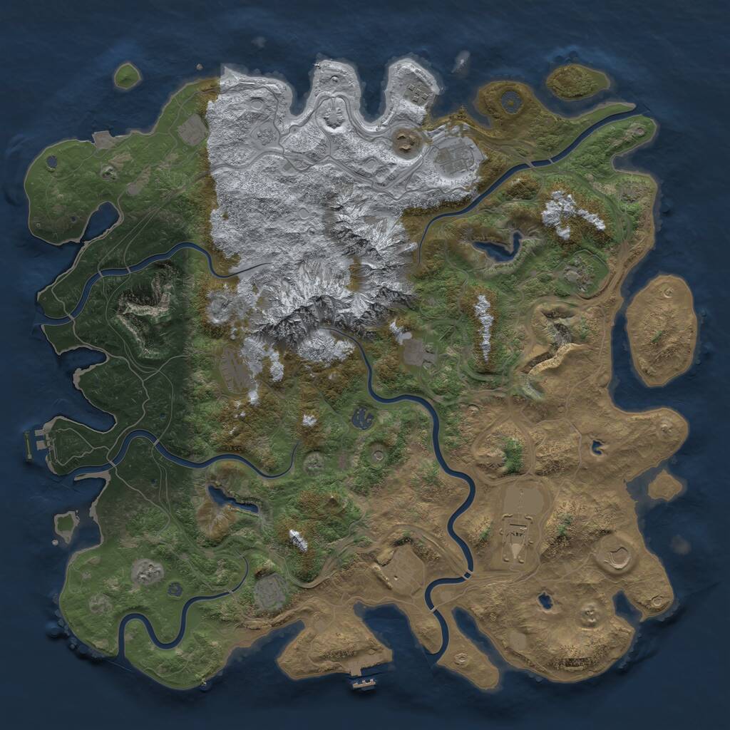 Rust Map: Procedural Map, Size: 5000, Seed: 12345050, 19 Monuments