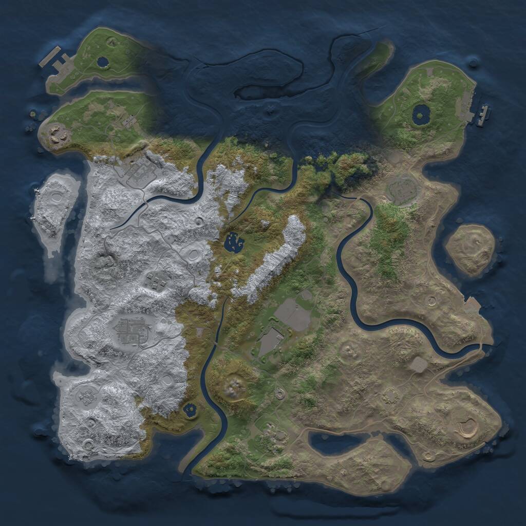 Rust Map: Procedural Map, Size: 3950, Seed: 941942425, 15 Monuments