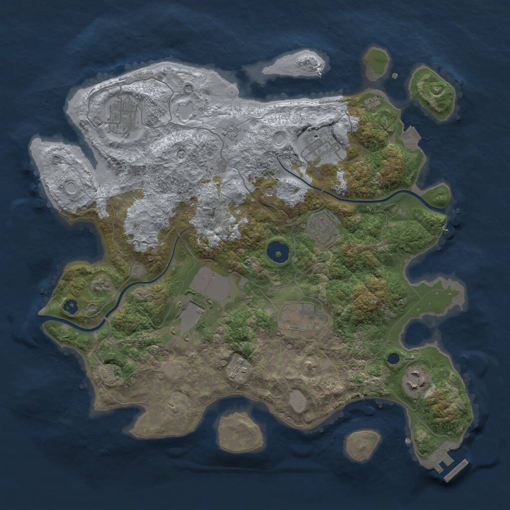 Rust Map: Procedural Map, Size: 3500, Seed: 1186160753, 12 Monuments