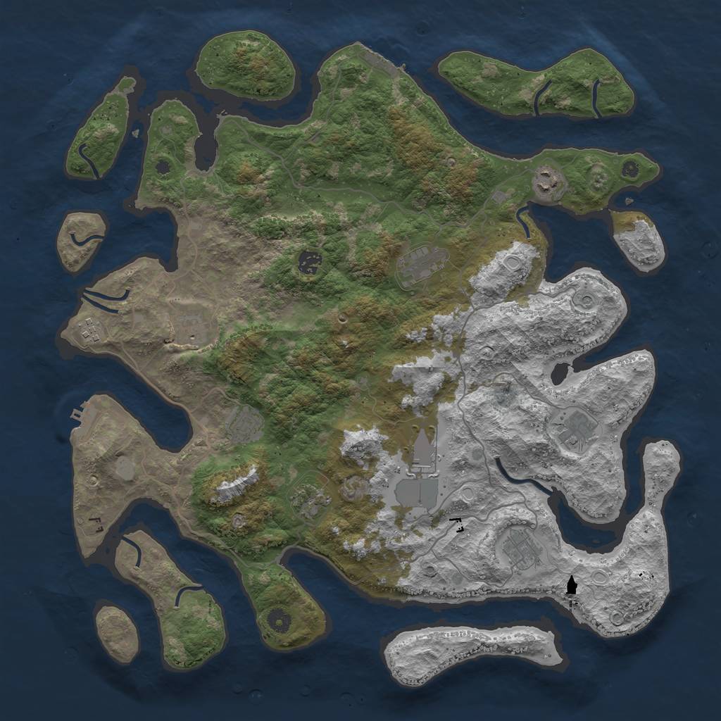 Rust Map: Procedural Map, Size: 4500, Seed: 42532511, 18 Monuments