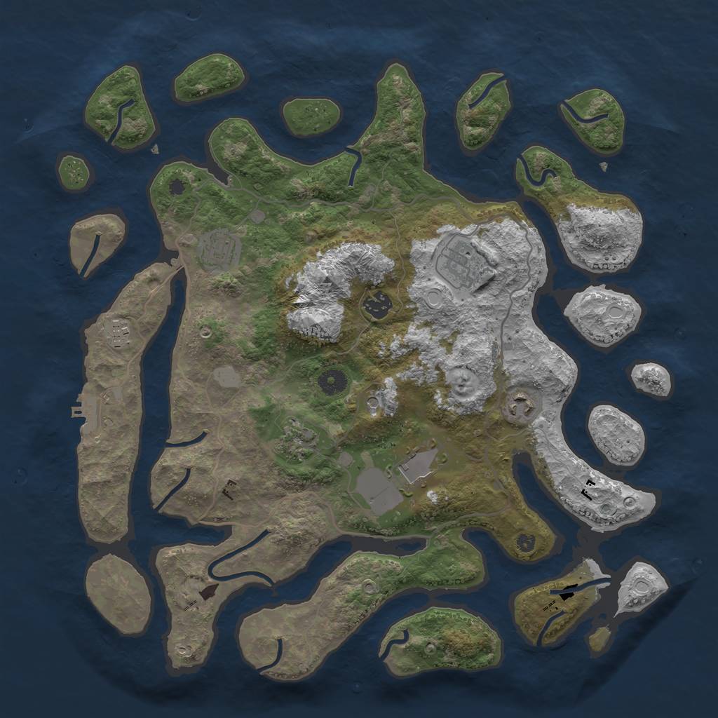 Rust Map: Procedural Map, Size: 4000, Seed: 1460637822, 14 Monuments