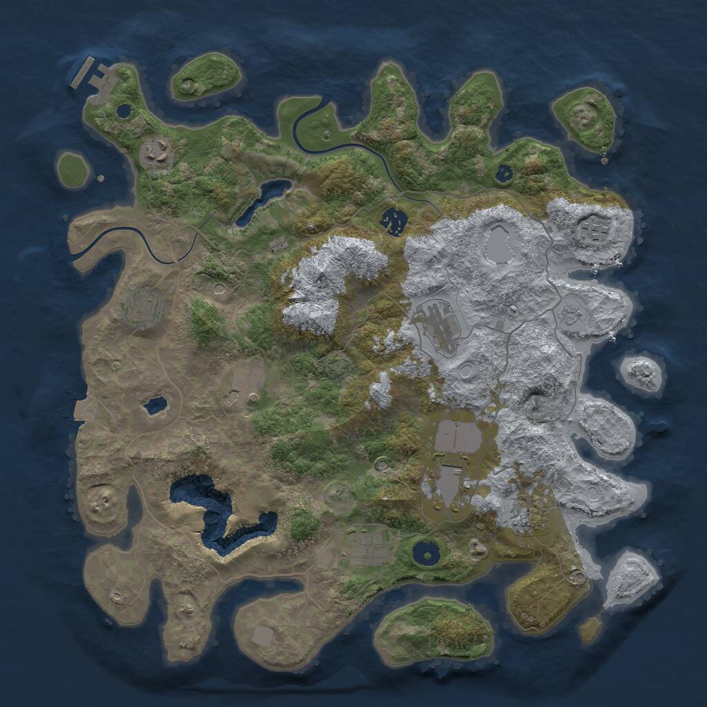 Rust Map: Procedural Map, Size: 4000, Seed: 1460637822, 14 Monuments