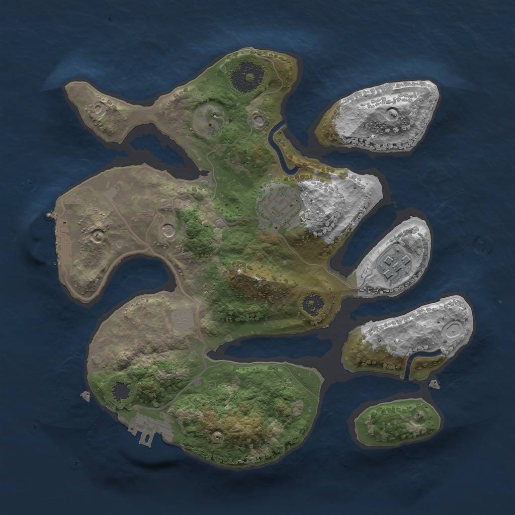 Rust Map: Procedural Map, Size: 2500, Seed: 83588, 10 Monuments