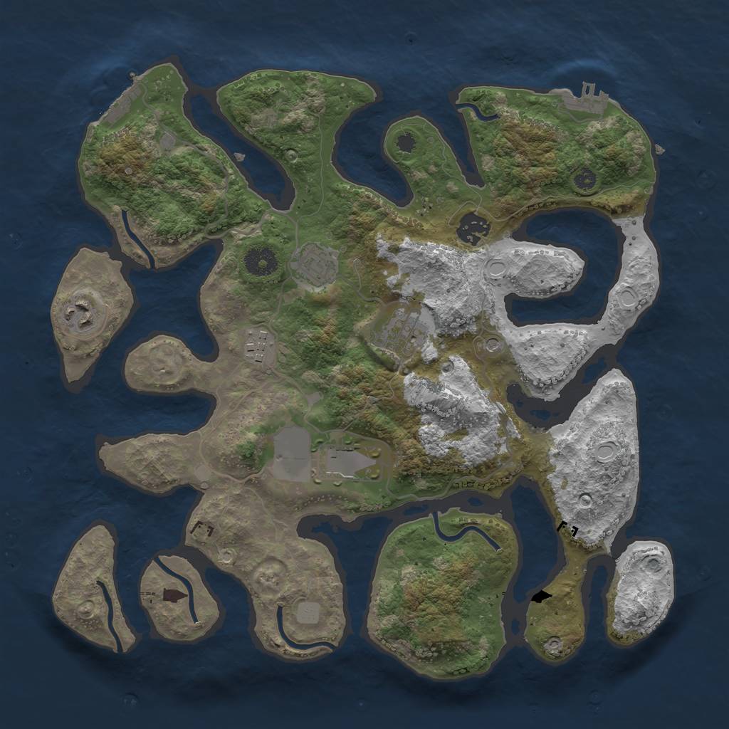 Rust Map: Procedural Map, Size: 3500, Seed: 2124842558, 14 Monuments