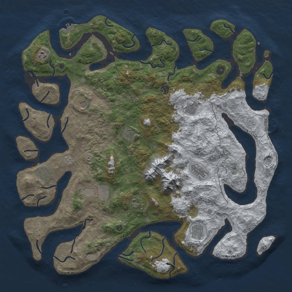 Rust Map: Procedural Map, Size: 5000, Seed: 724557404, 20 Monuments