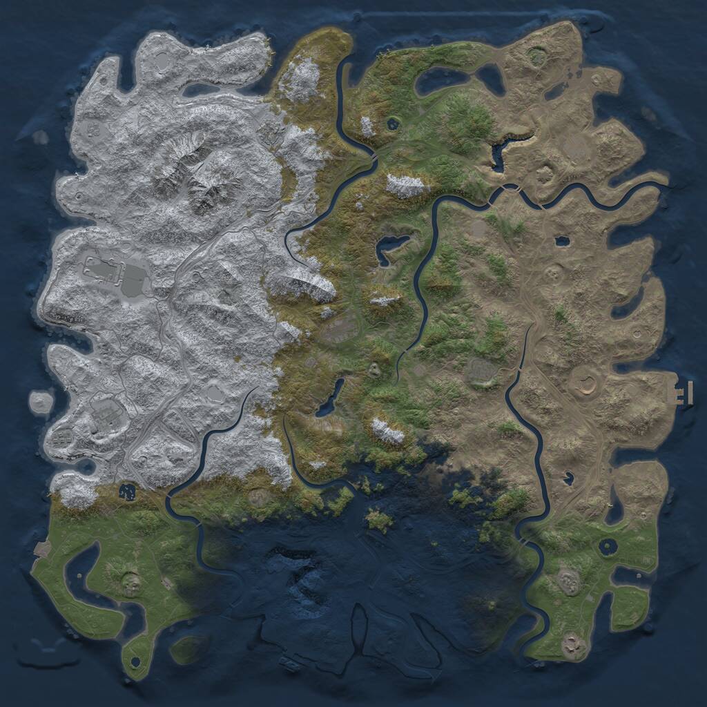 Rust Map: Procedural Map, Size: 6000, Seed: 693266610, 17 Monuments