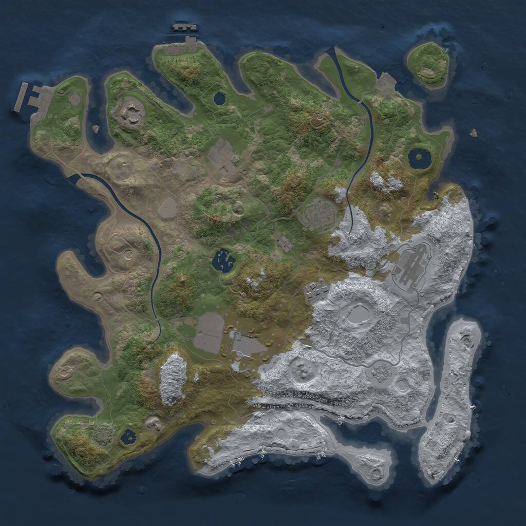 Rust Map: Procedural Map, Size: 3500, Seed: 1369907902, 13 Monuments