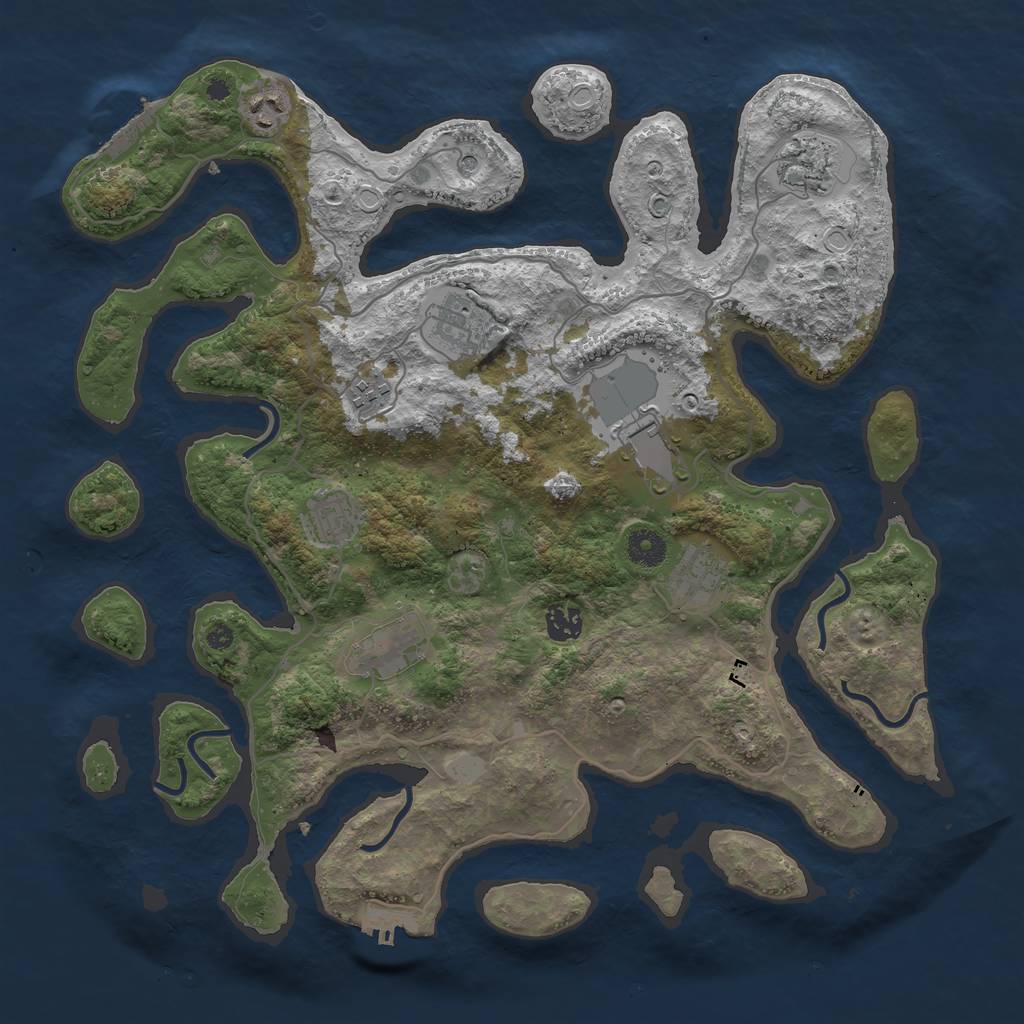 Rust Map: Procedural Map, Size: 4000, Seed: 500364535, 17 Monuments