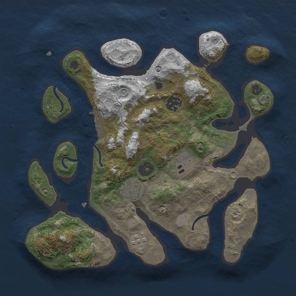 Rust Map: Procedural Map, Size: 3000, Seed: 897987, 11 Monuments