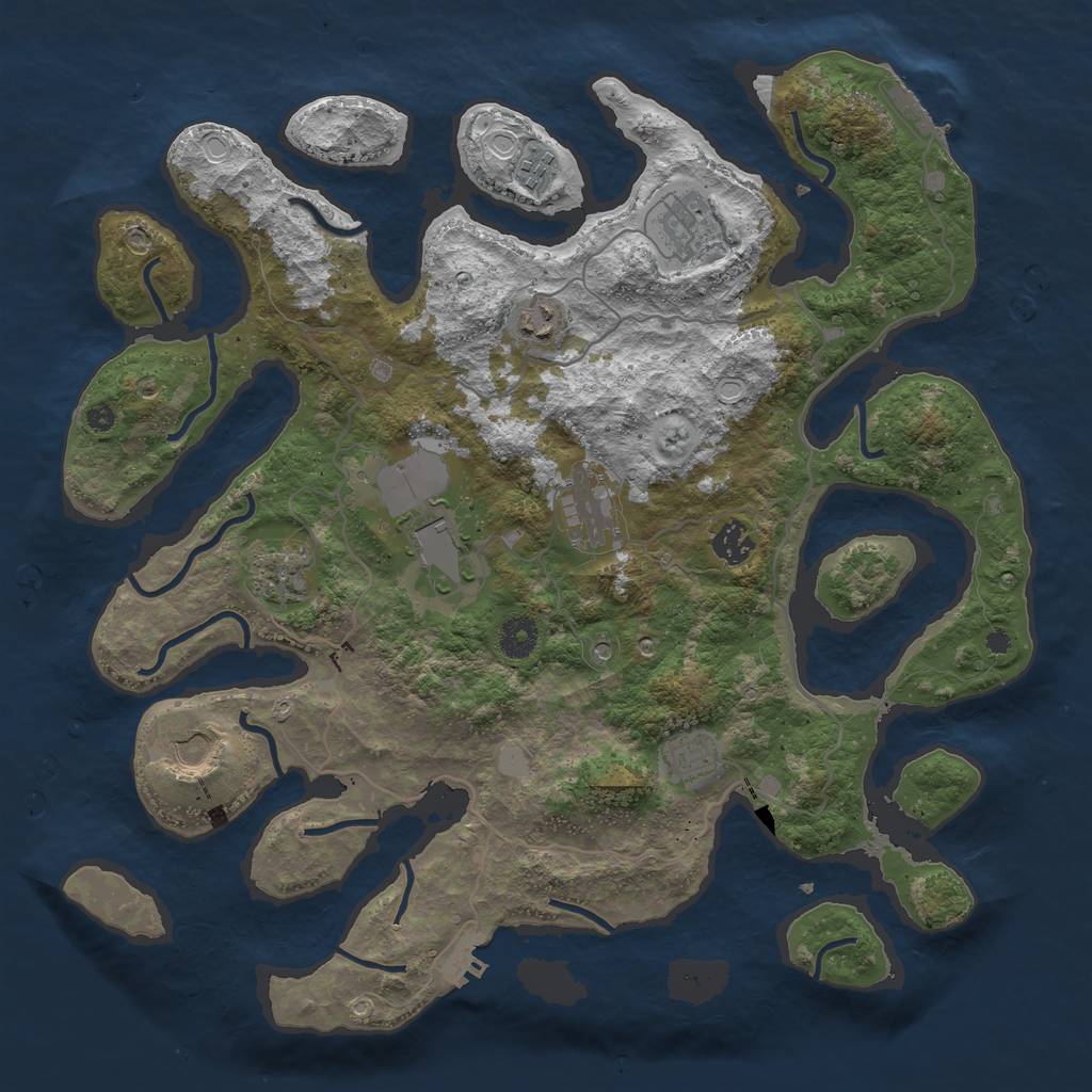 Rust Map: Procedural Map, Size: 4000, Seed: 1609643644, 17 Monuments