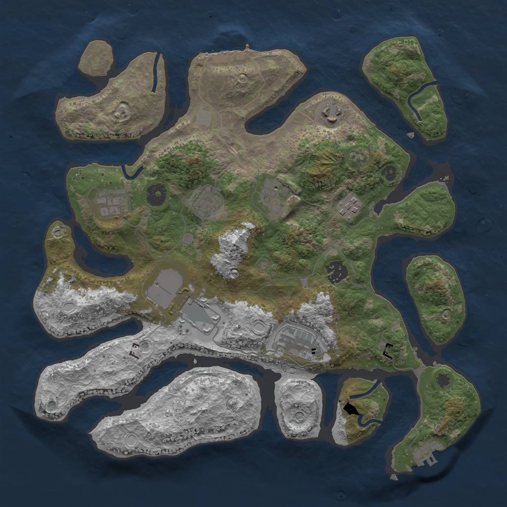 Rust Map: Procedural Map, Size: 3500, Seed: 692625524, 16 Monuments