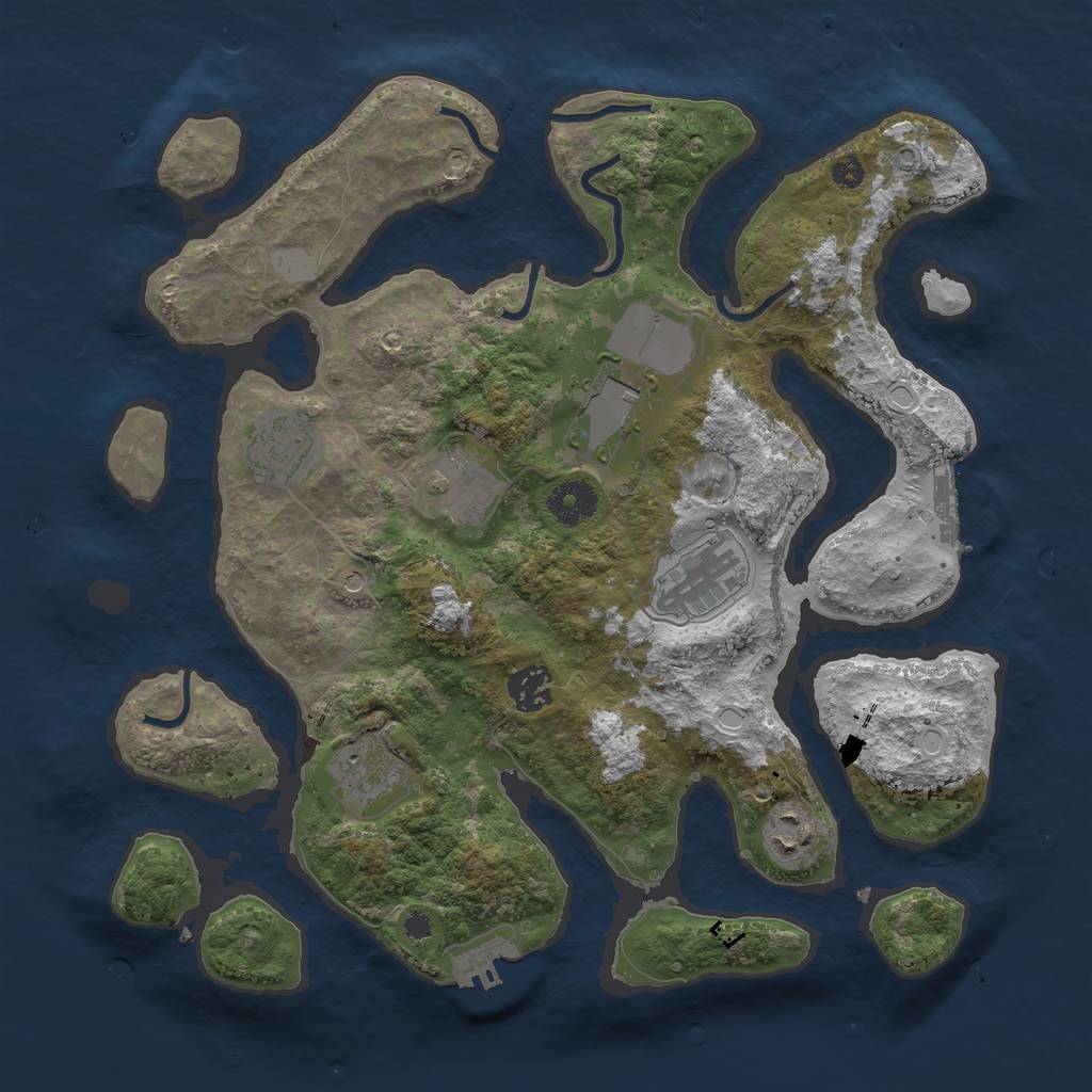 Rust Map: Procedural Map, Size: 3500, Seed: 1759588898, 15 Monuments