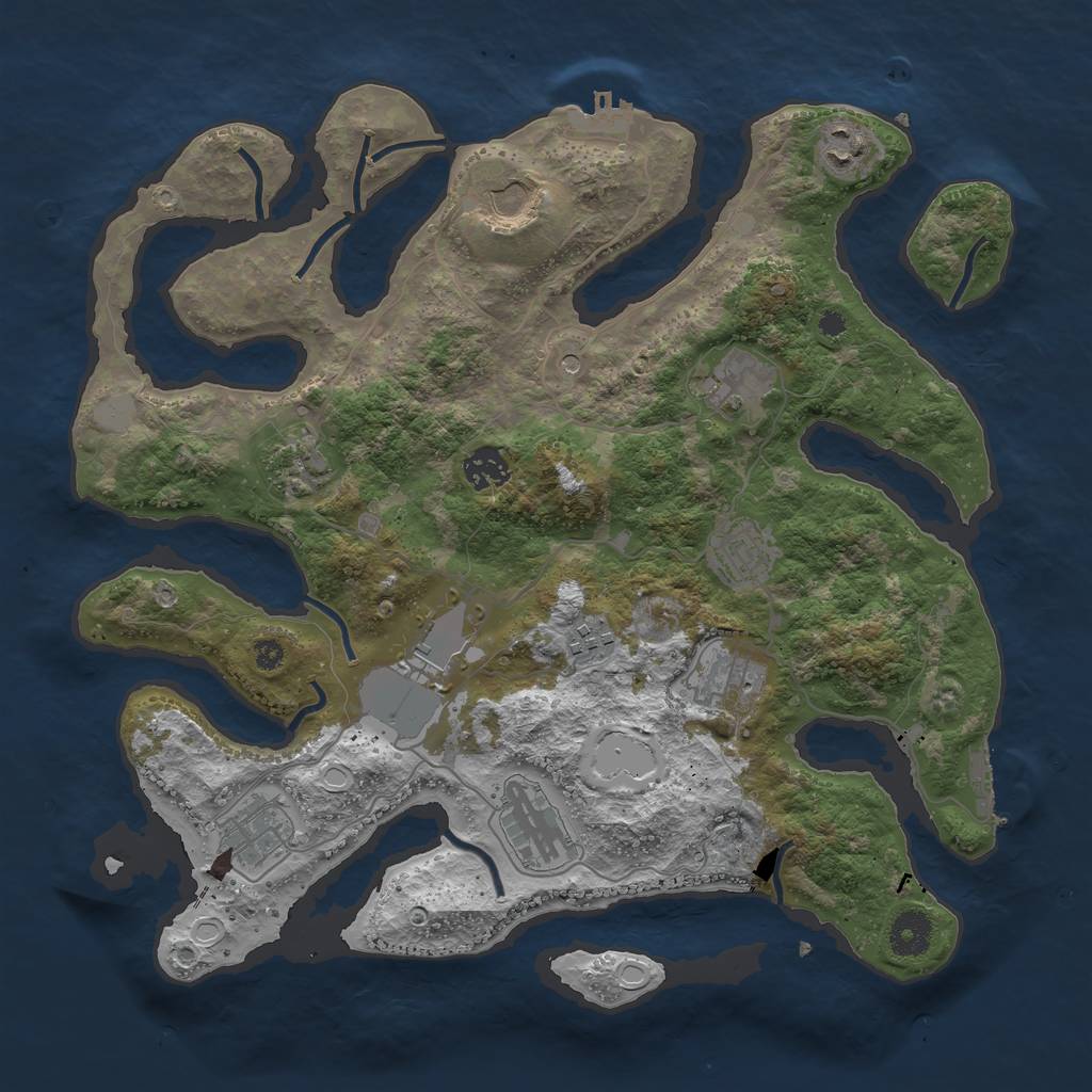 Rust Map: Procedural Map, Size: 3700, Seed: 871768179, 19 Monuments