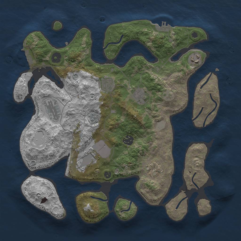 Rust Map: Procedural Map, Size: 3500, Seed: 16660666, 16 Monuments