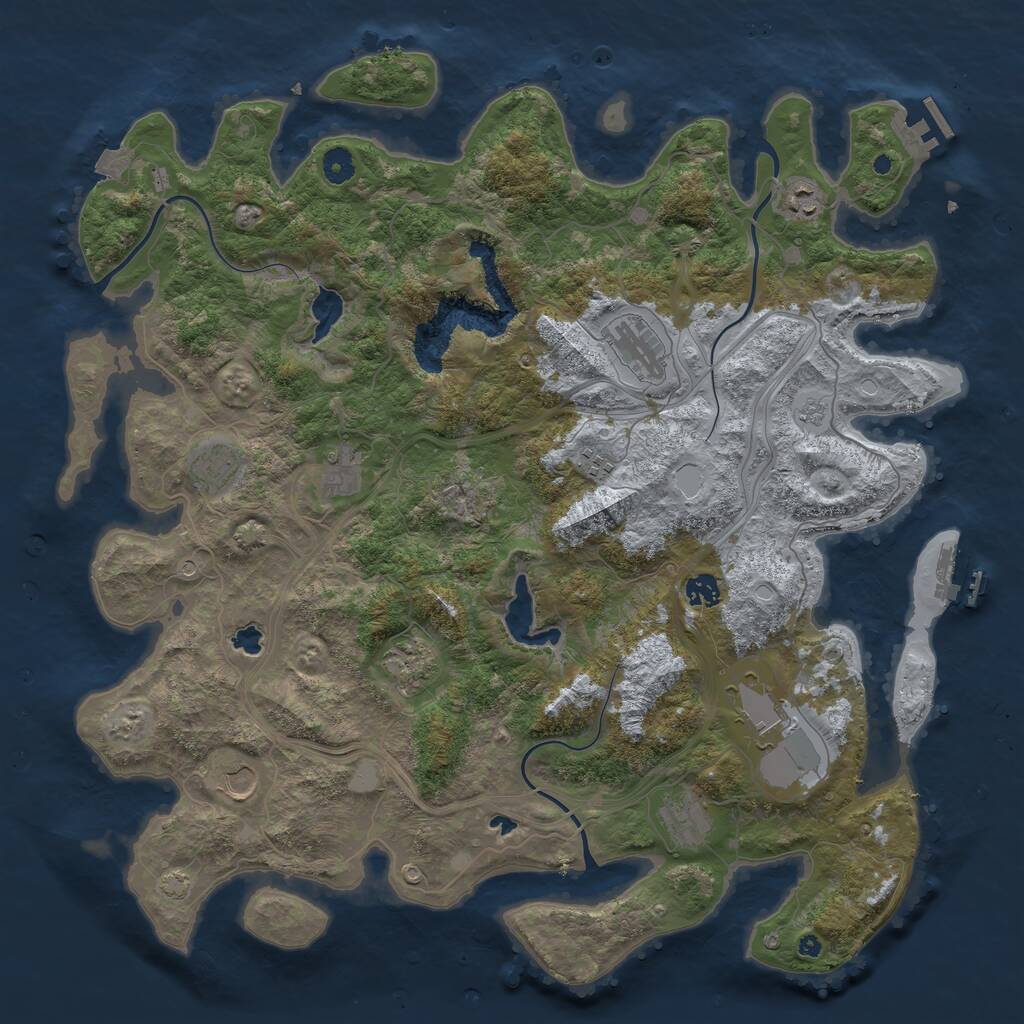 Rust Map: Procedural Map, Size: 4500, Seed: 285917, 16 Monuments