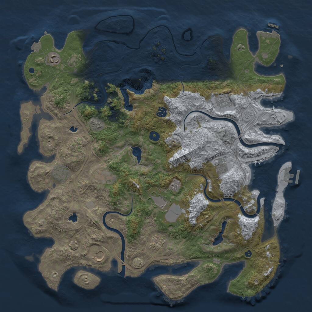 Rust Map: Procedural Map, Size: 4500, Seed: 285917, 16 Monuments