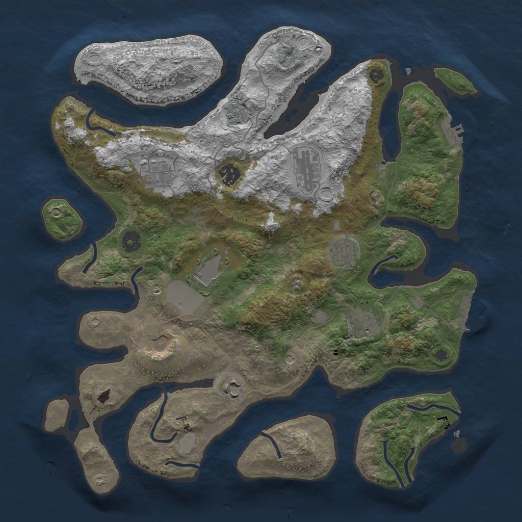 Rust Map: Procedural Map, Size: 3800, Seed: 73483, 17 Monuments