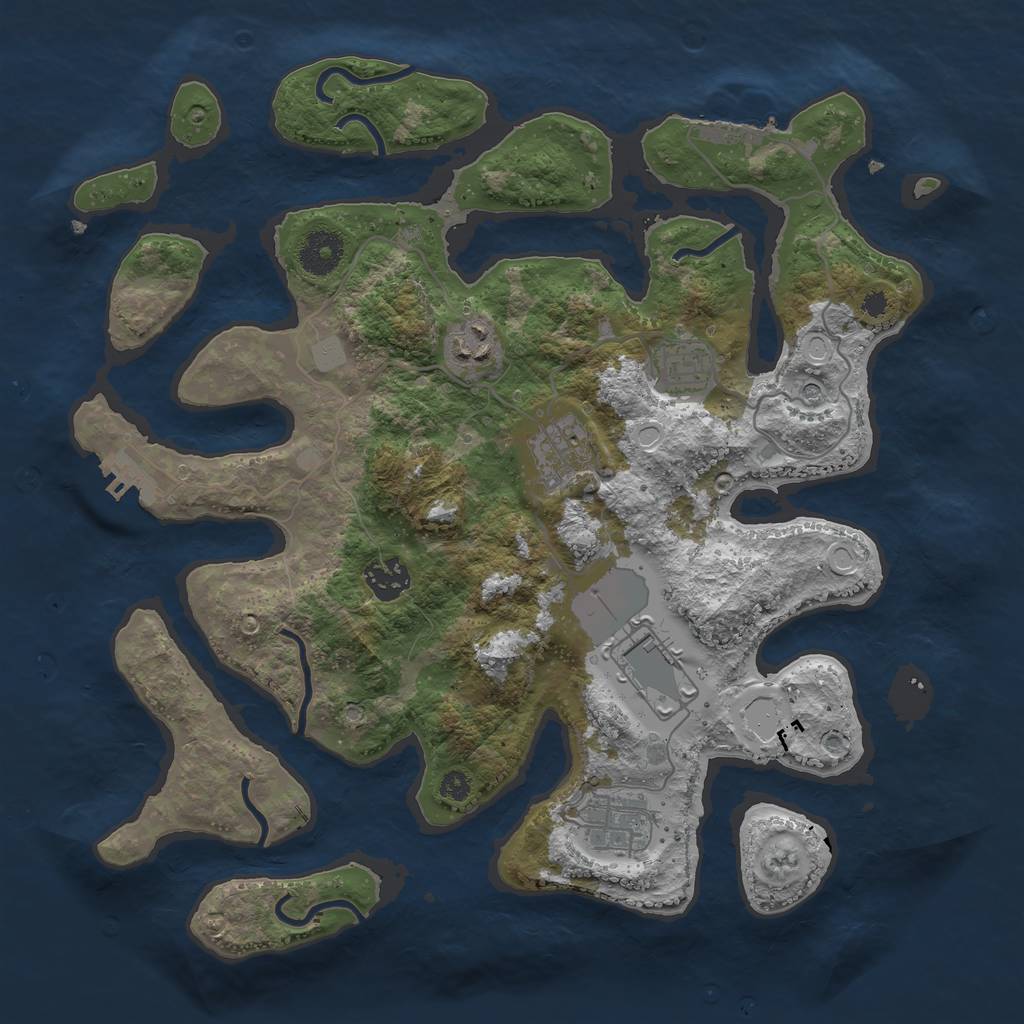 Rust Map: Procedural Map, Size: 3500, Seed: 1350310114, 14 Monuments