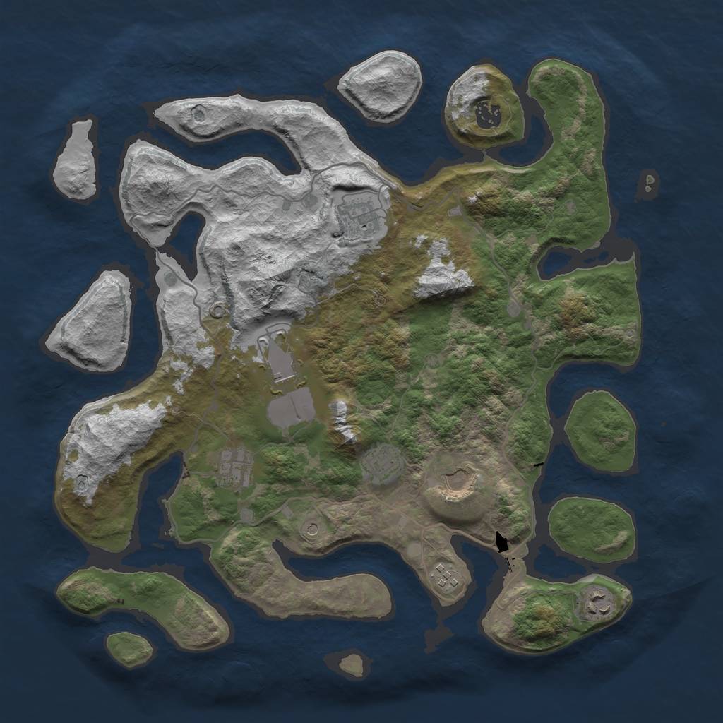 Rust Map: Barren, Size: 4000, Seed: 3056, 11 Monuments