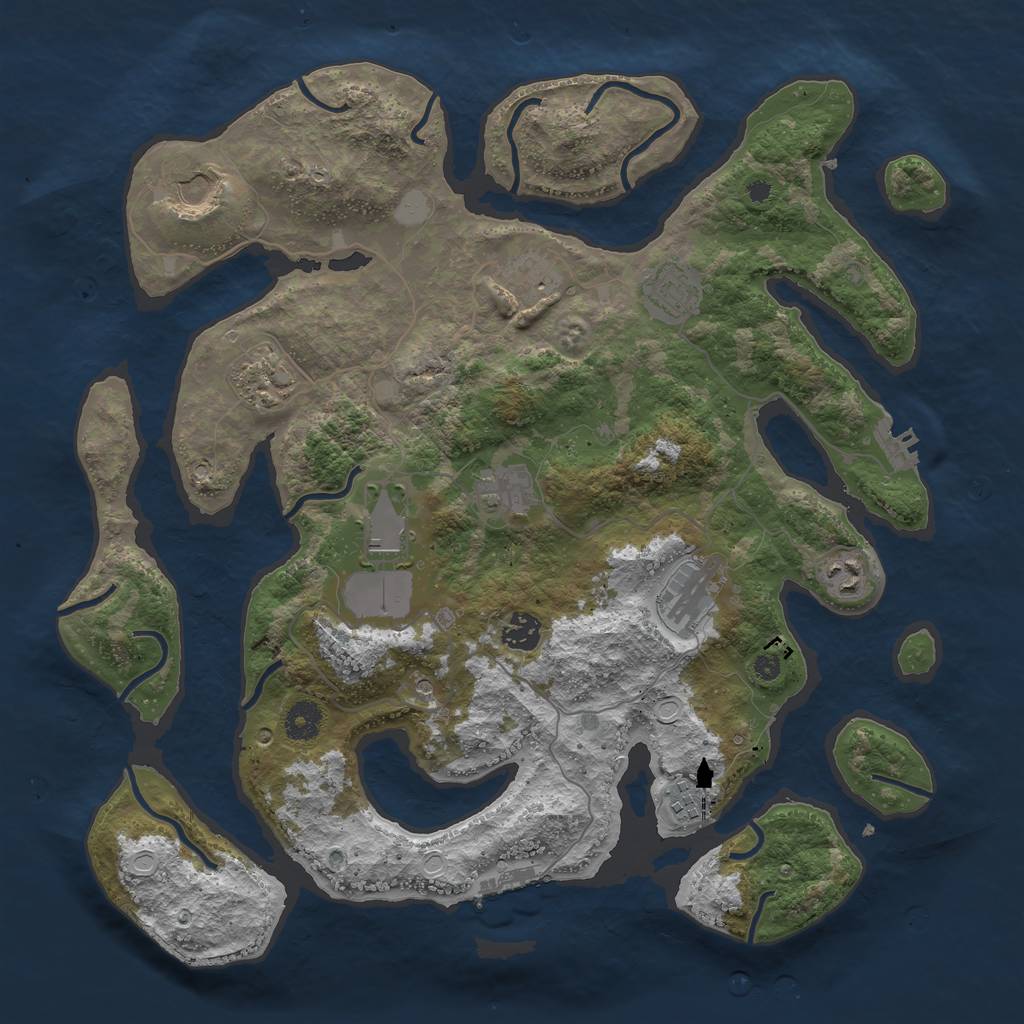 Rust Map: Procedural Map, Size: 3950, Seed: 1634755550, 18 Monuments