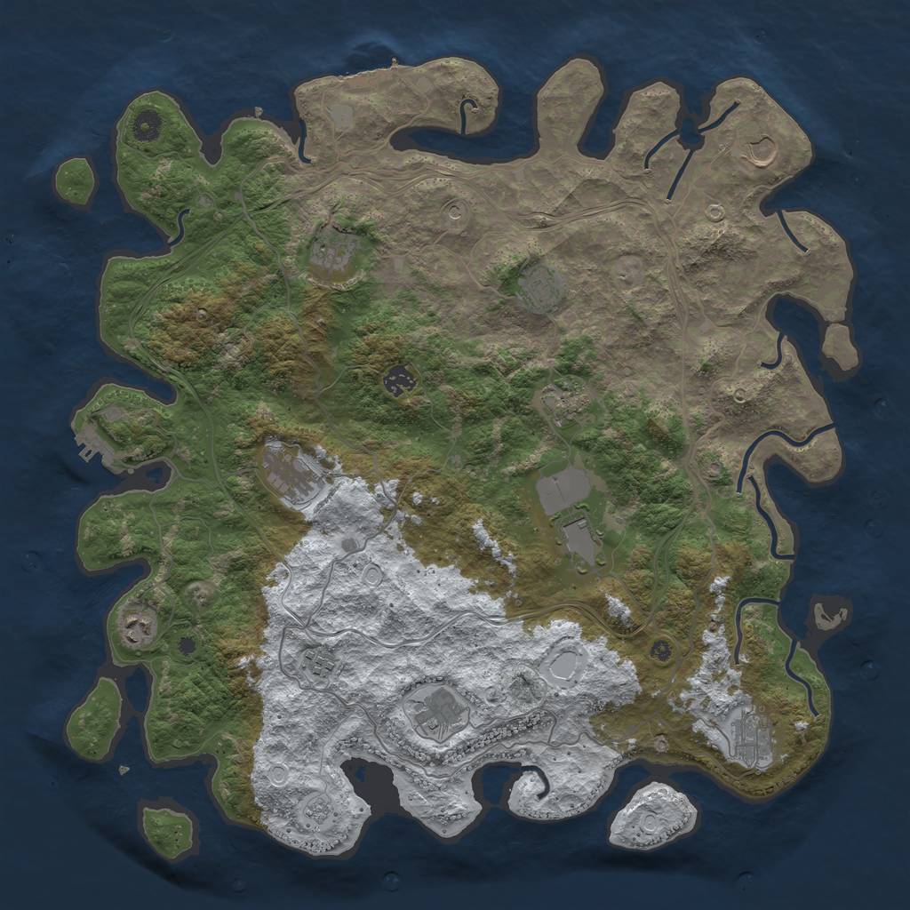 Rust Map: Procedural Map, Size: 4500, Seed: 779300539, 20 Monuments