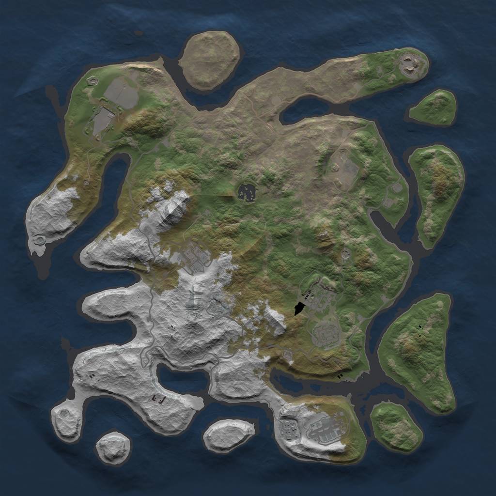 Rust Map: Barren, Size: 4000, Seed: 1057, 12 Monuments