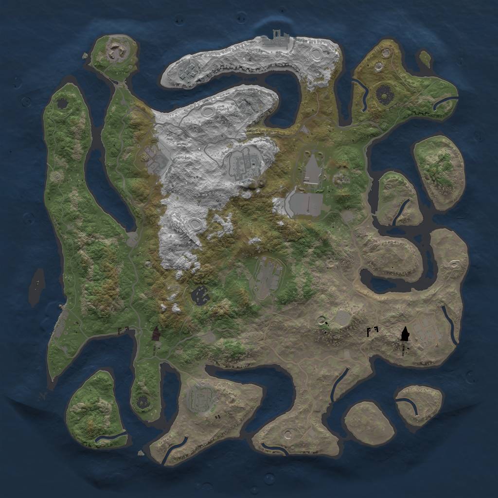 Rust Map: Procedural Map, Size: 4000, Seed: 4060, 17 Monuments