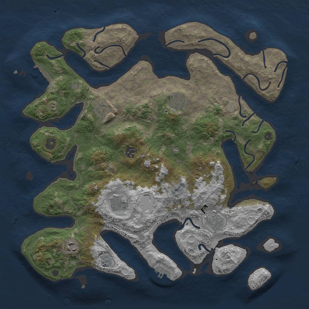 Rust Map: Procedural Map, Size: 4000, Seed: 72080, 15 Monuments