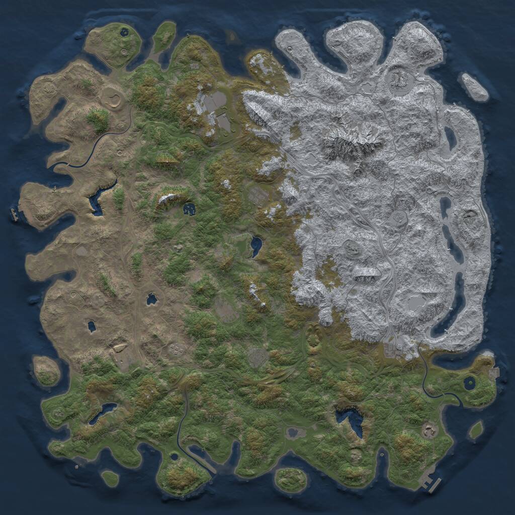 Rust Map: Procedural Map, Size: 6000, Seed: 33209767, 17 Monuments