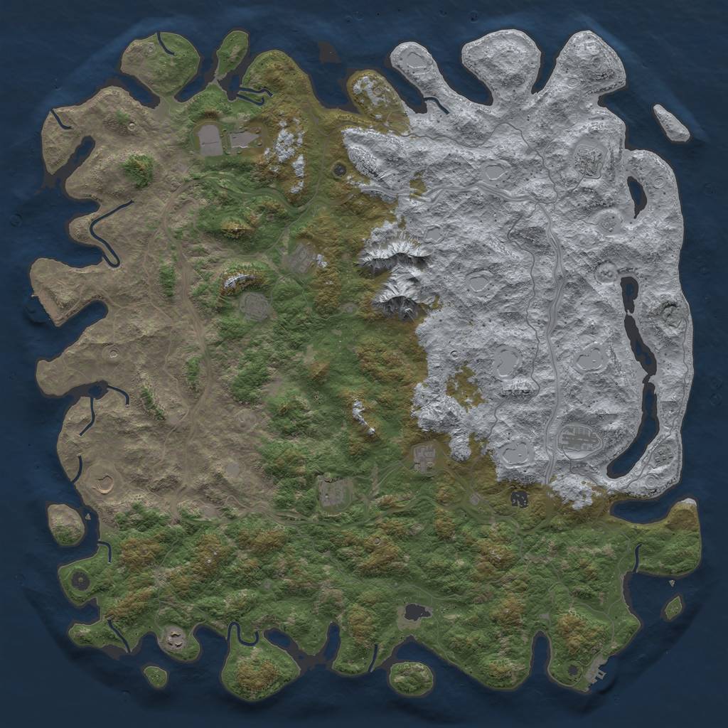 Rust Map: Procedural Map, Size: 6000, Seed: 33209767, 18 Monuments