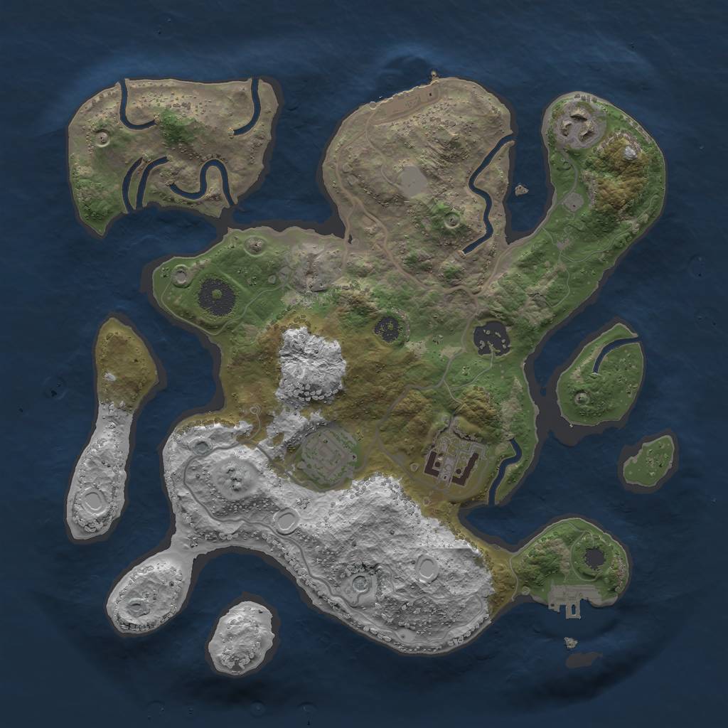 Rust Map: Procedural Map, Size: 3000, Seed: 2135012129, 12 Monuments