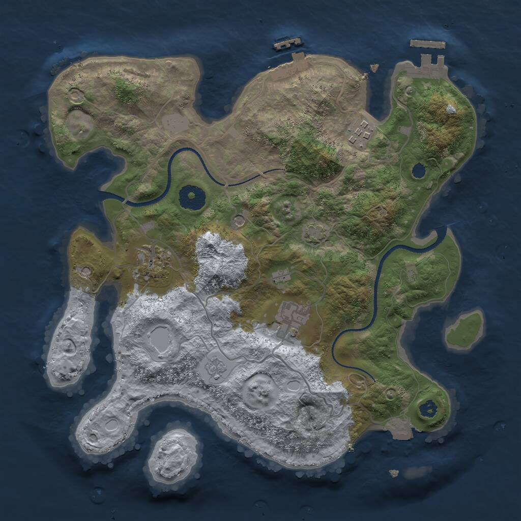 Rust Map: Procedural Map, Size: 3000, Seed: 2135012129, 9 Monuments
