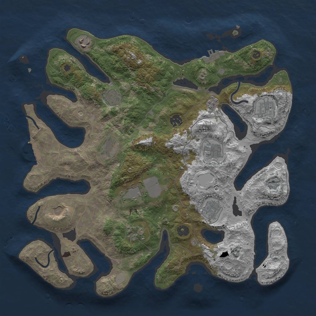 Rust Map: Procedural Map, Size: 4000, Seed: 407136238, 19 Monuments