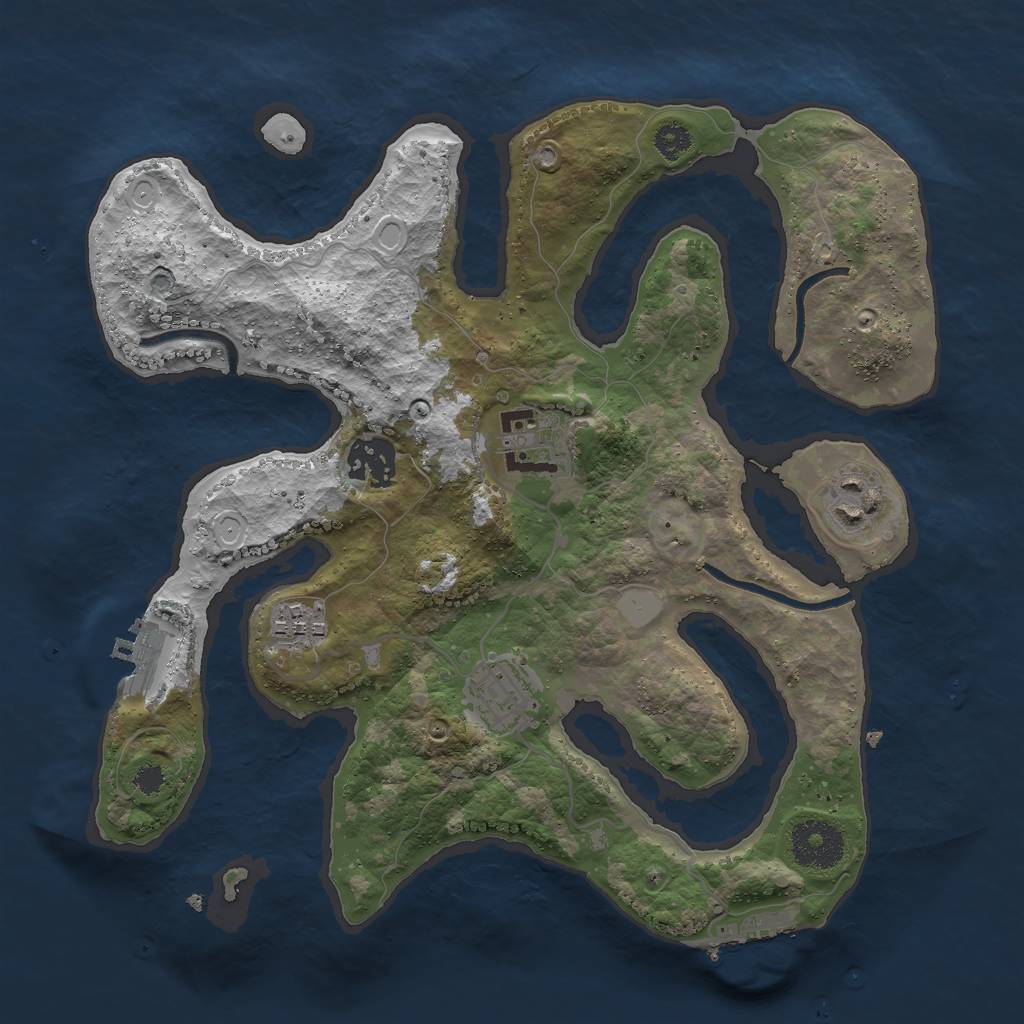 Rust Map: Procedural Map, Size: 3000, Seed: 109722618, 12 Monuments