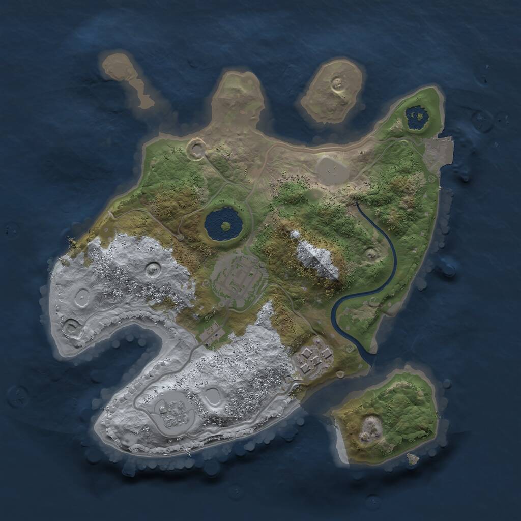 Rust Map: Procedural Map, Size: 2222, Seed: 999999, 4 Monuments