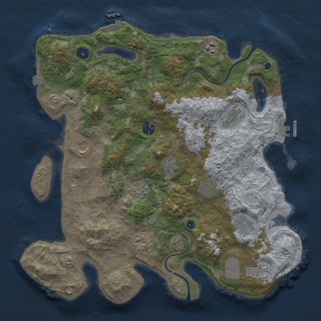 Rust Map: Procedural Map, Size: 3950, Seed: 1742125528, 16 Monuments