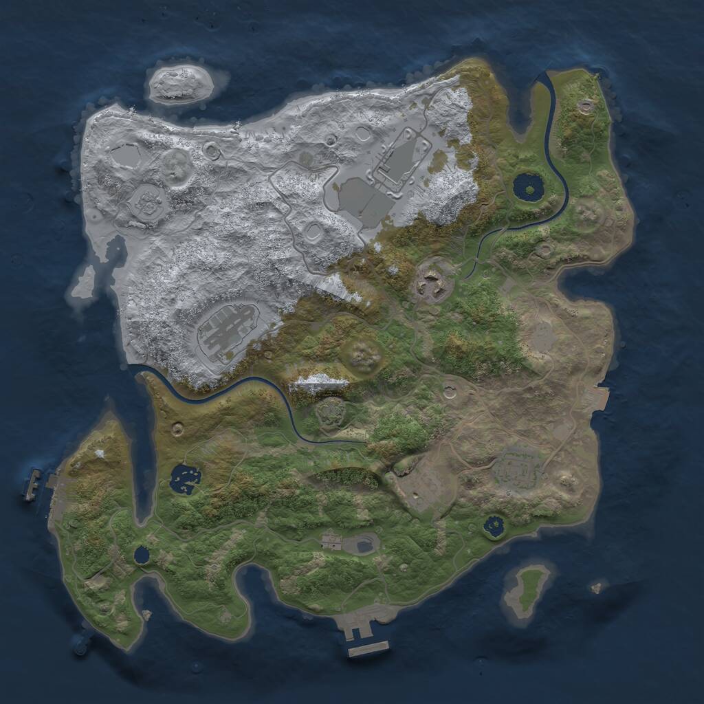 Rust Map: Procedural Map, Size: 3500, Seed: 1899566502, 12 Monuments